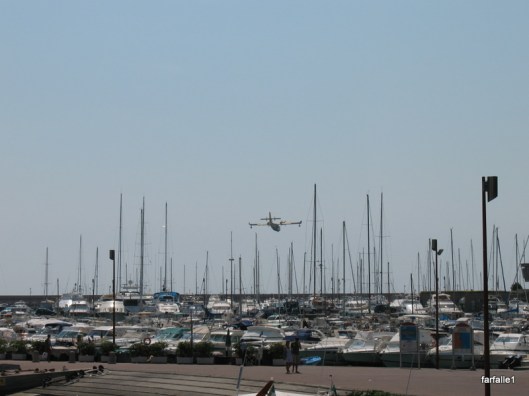 Canadair flying low over port-3