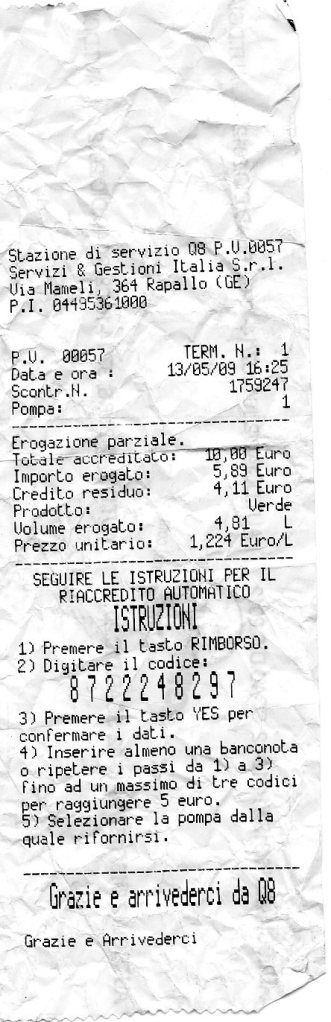 Q-8 receipt