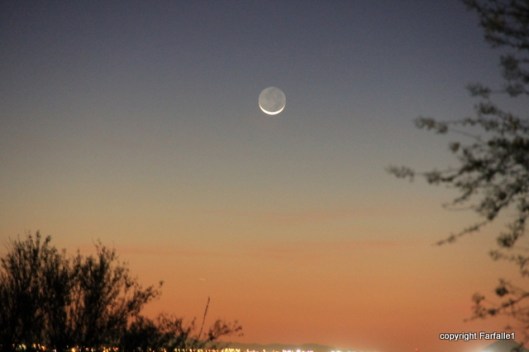 moon and city lights