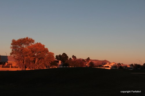 sunset over course - too red it was yellower