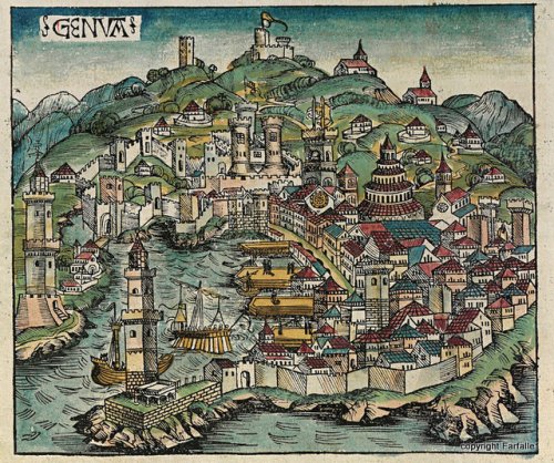 Depiction of Genoa from the Nuremberg Chronicles, 1498