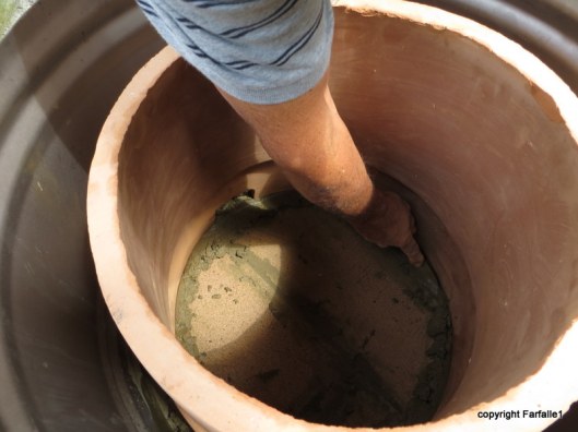 cementing pot into drum