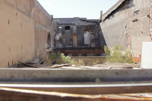 Superior House Tour boarded door other side